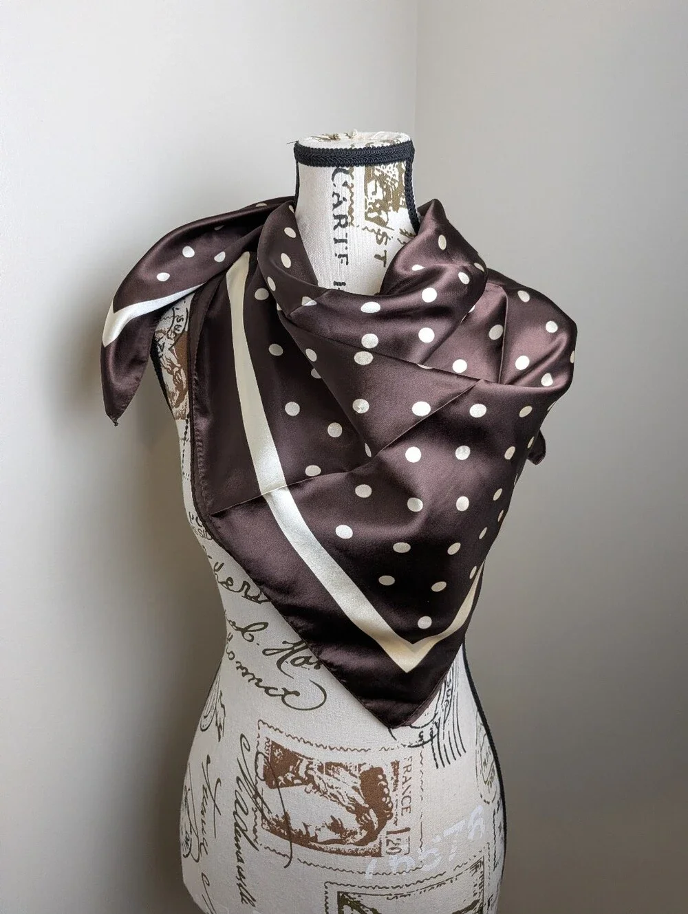 4pc Square Satin Polka Dot Scarf 35